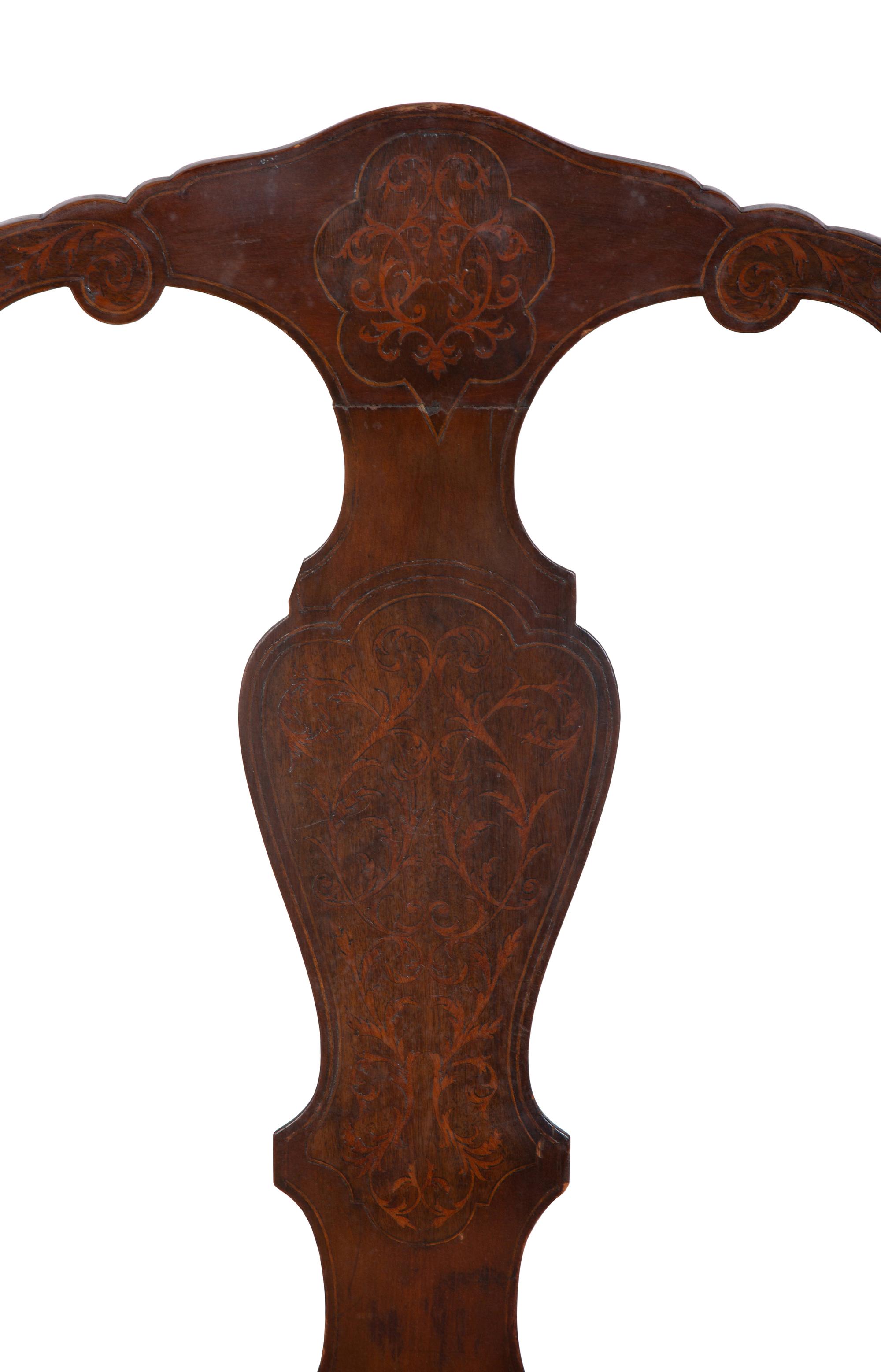 A Pair of Continental Marquetry Side Chairs — 19TH CENTURY