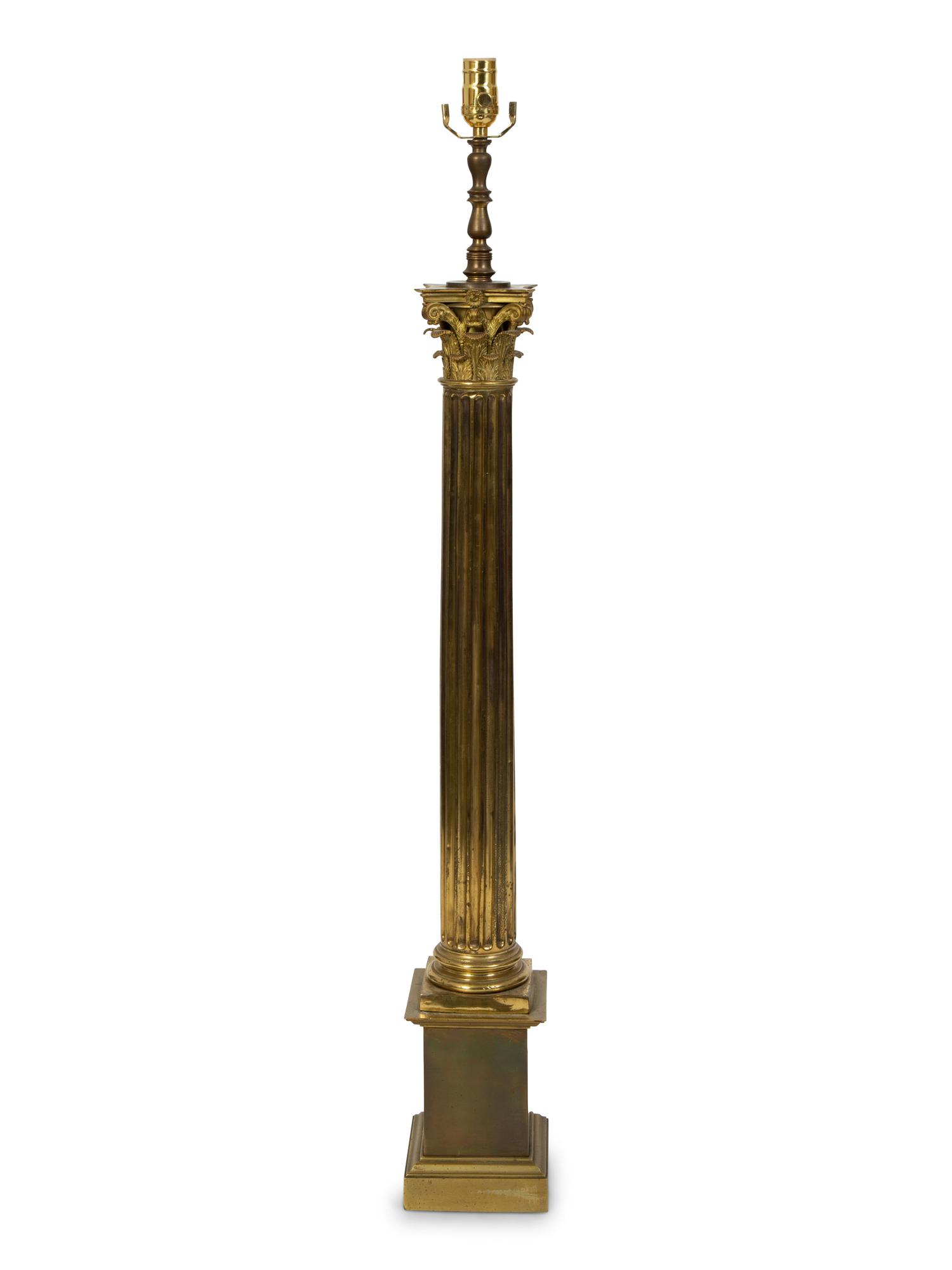 A Gilt Bronze Columnar Floor Lamp