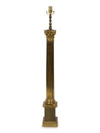 A Gilt Bronze Columnar Floor Lamp