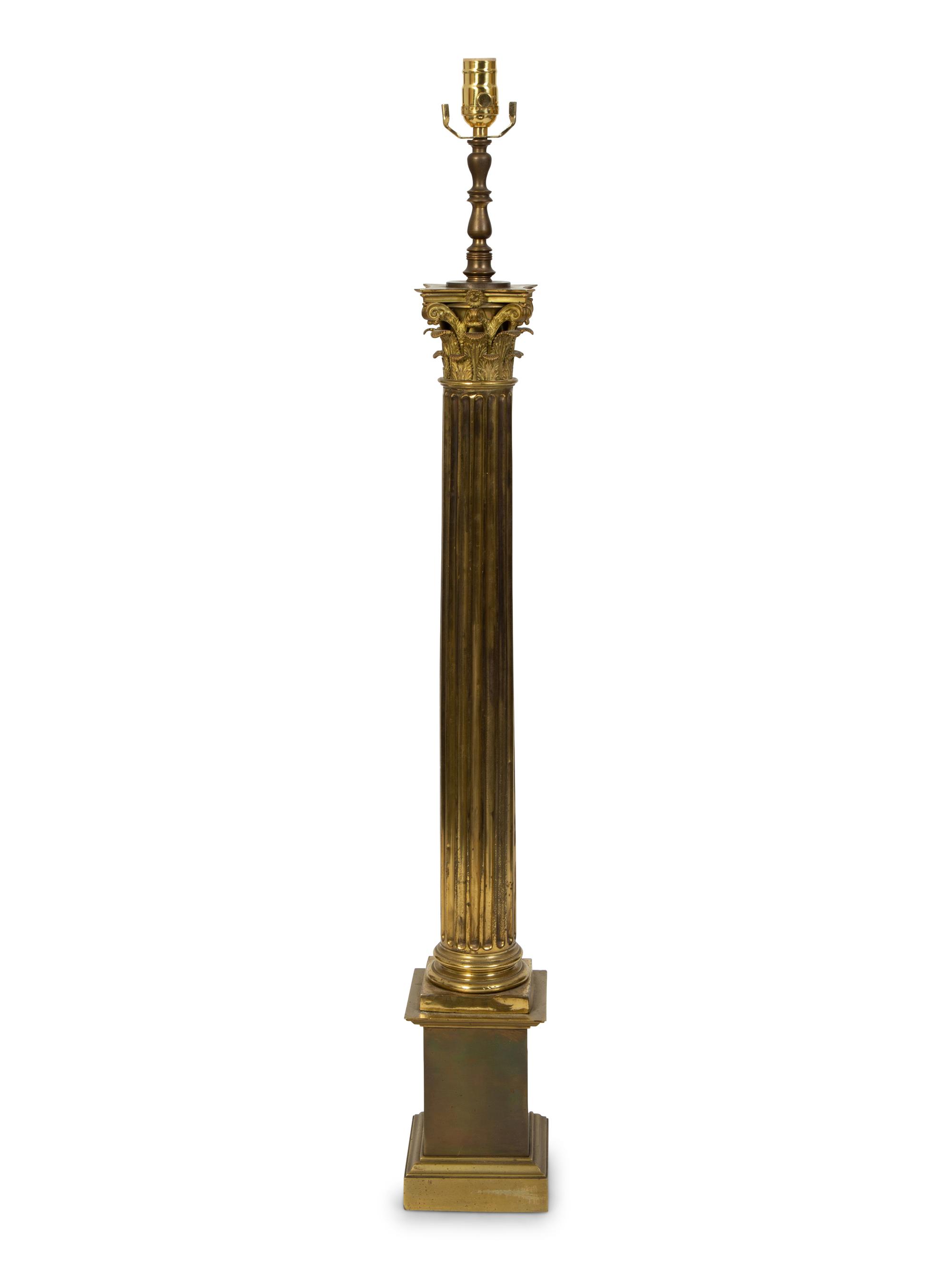 A Gilt Bronze Columnar Floor Lamp