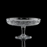 A Tuthill Cut Glass Compote with Wild Roses