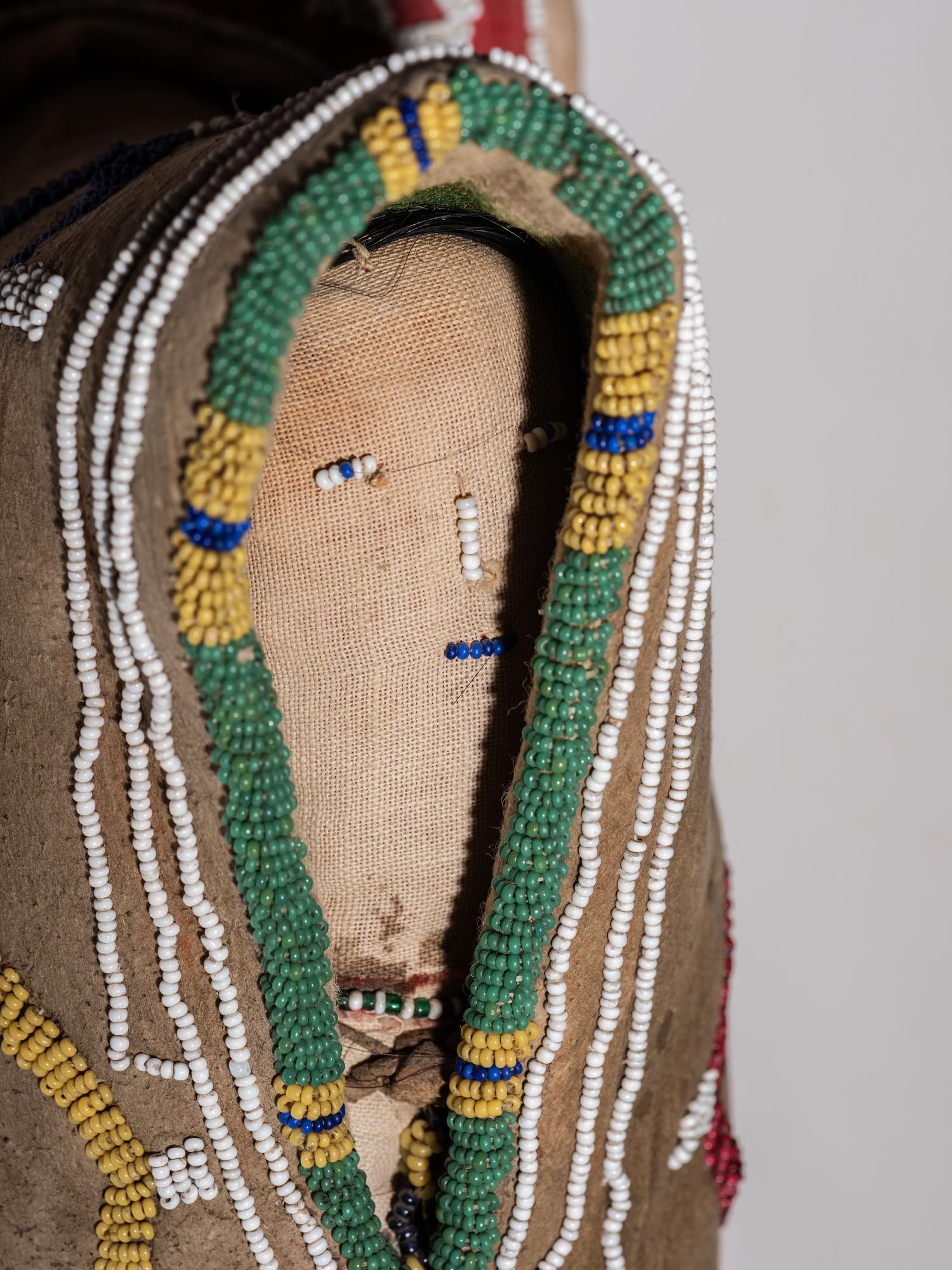 Kiowa Beaded Hide Doll Cradle, with Doll