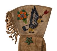 Plateau Beaded Hide Gauntlets, with Eagles and Arrows