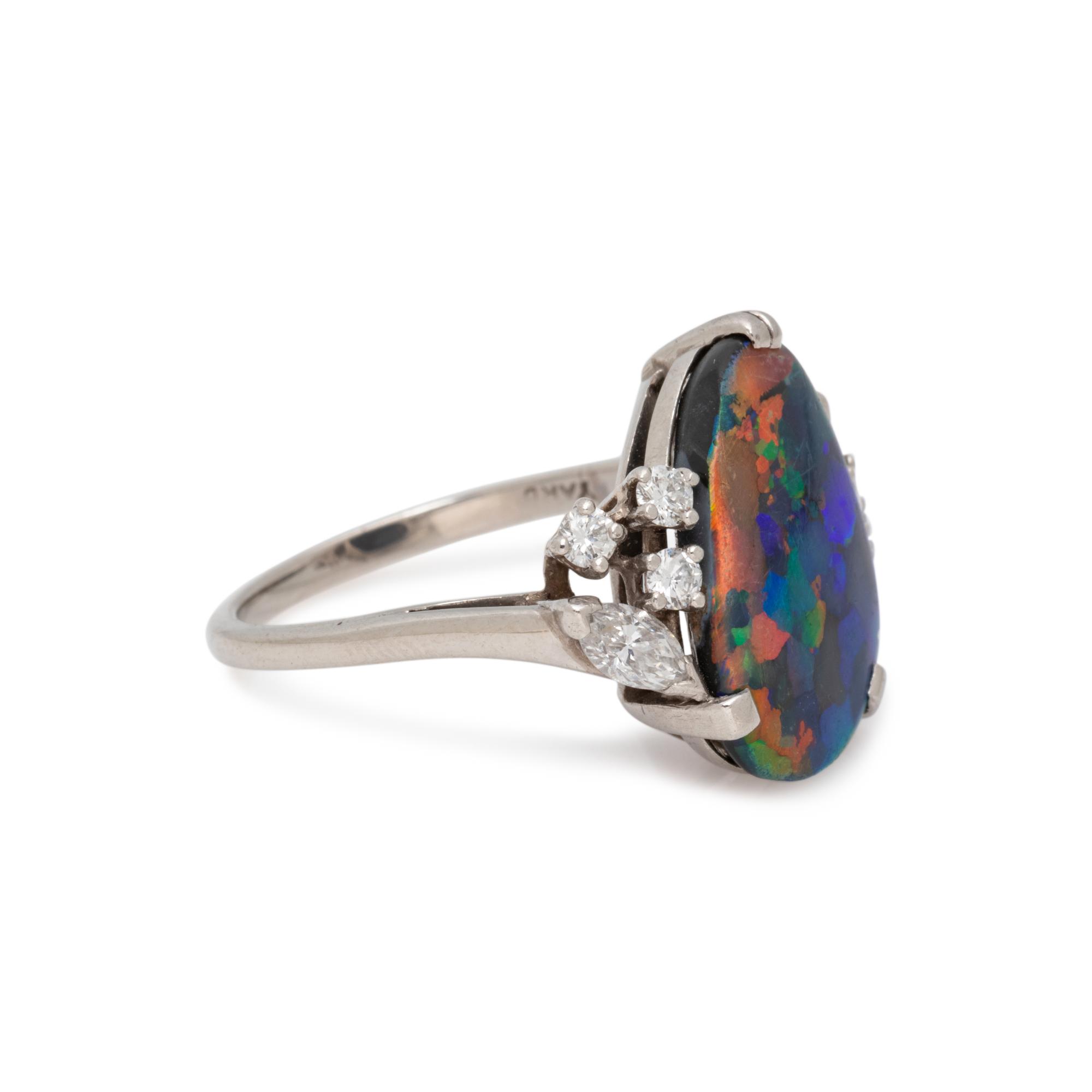 RAYMOND YARD, BLACK OPAL AND DIAMOND RING