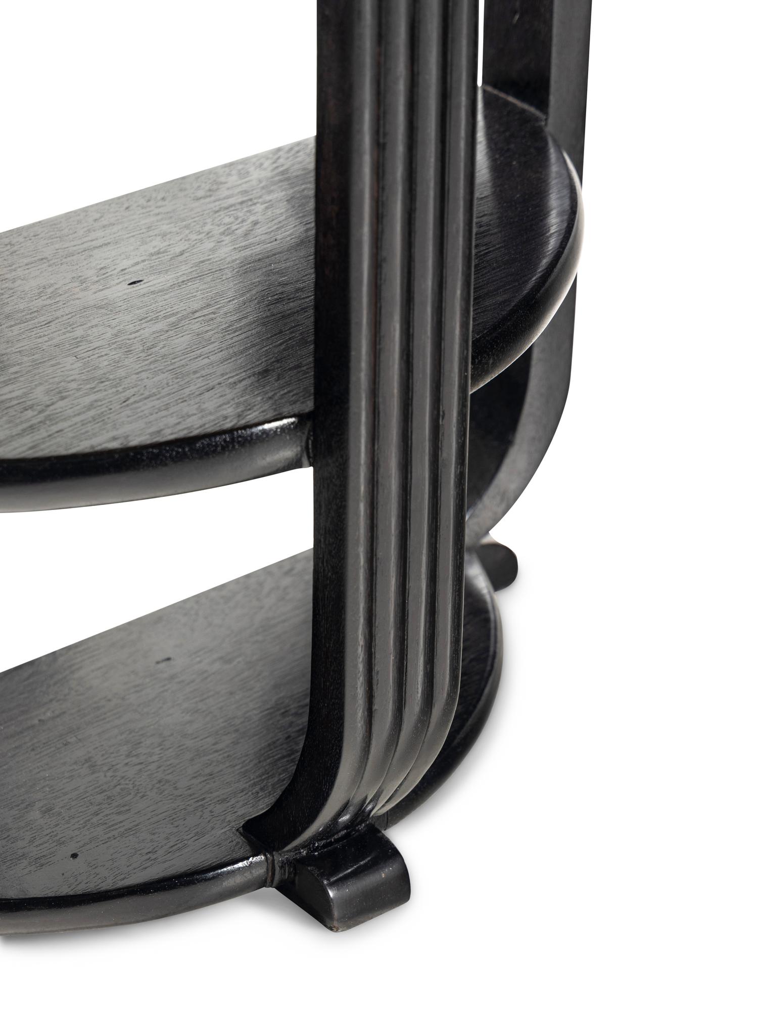 Pair of Ebonized Demilune Side Tables, c. 1930