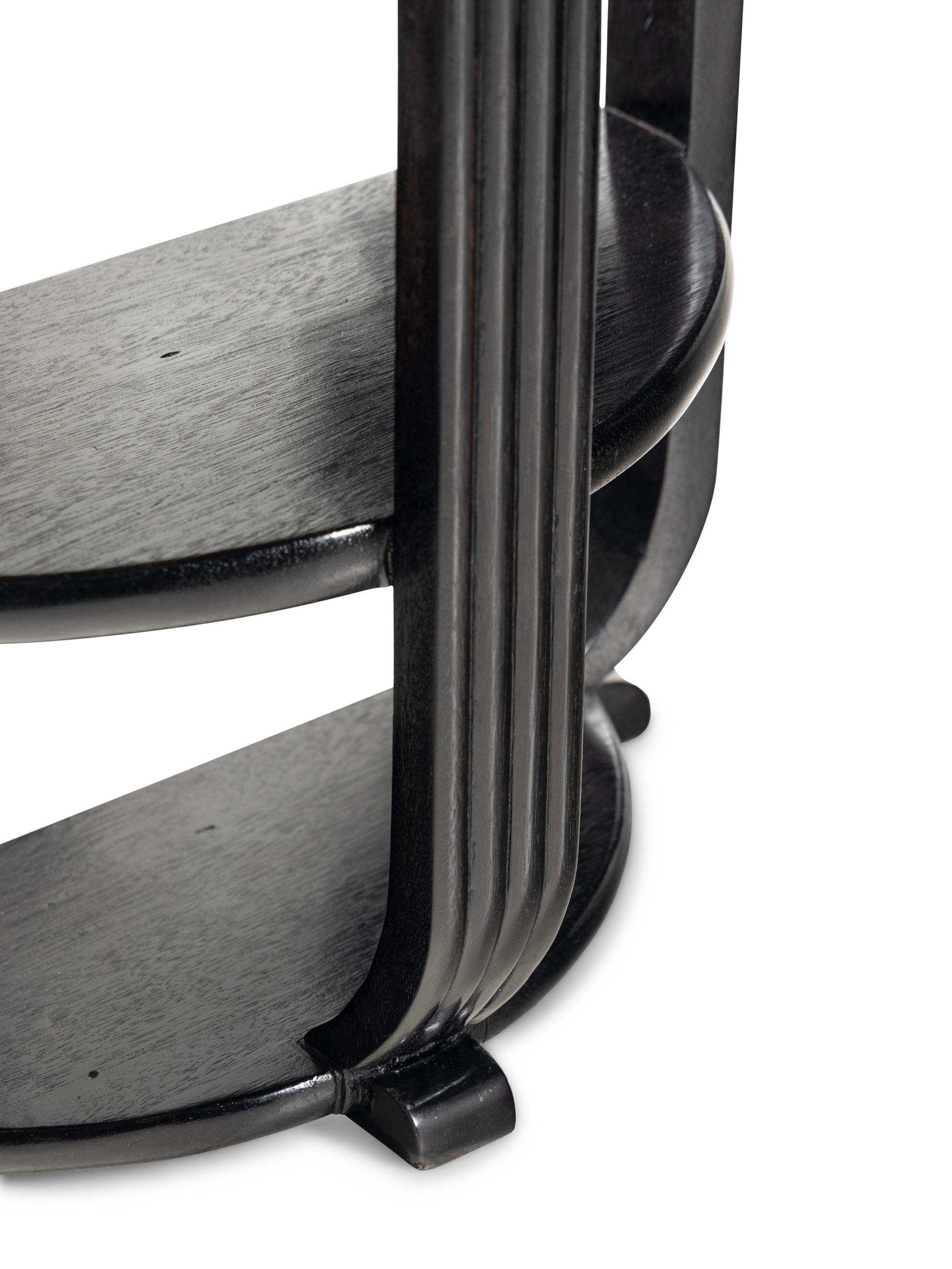 Pair of Ebonized Demilune Side Tables, c. 1930