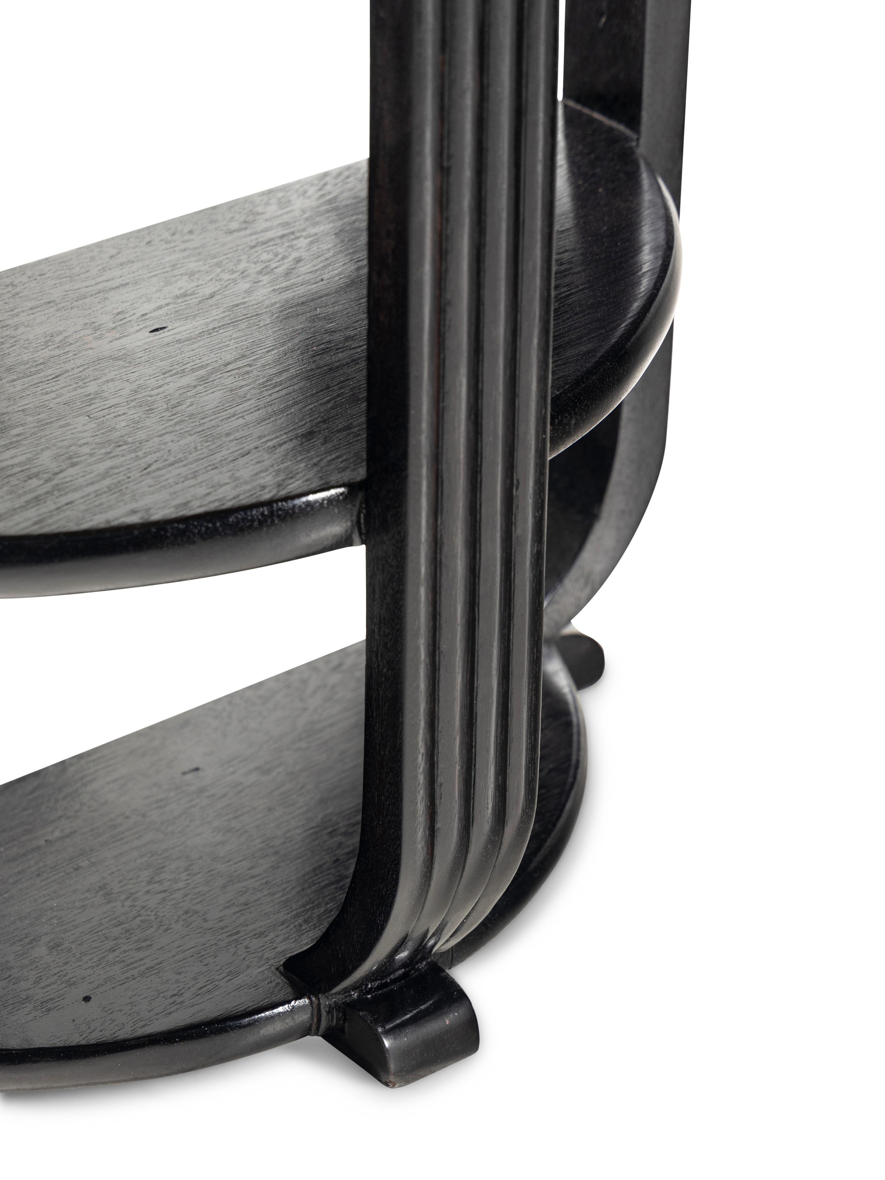 Pair of Ebonized Demilune Side Tables, c. 1930