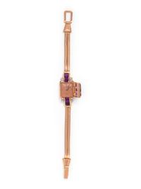 14K ROSE GOLD, AMETHYST AND DIAMOND SURPRISE WRISTWATCH