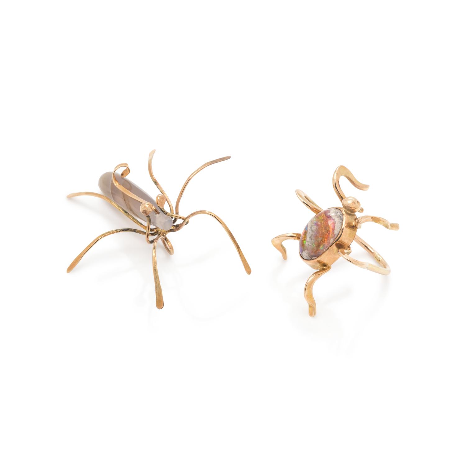 COLLECTION OF GEMSTONE INSECT JEWELRY