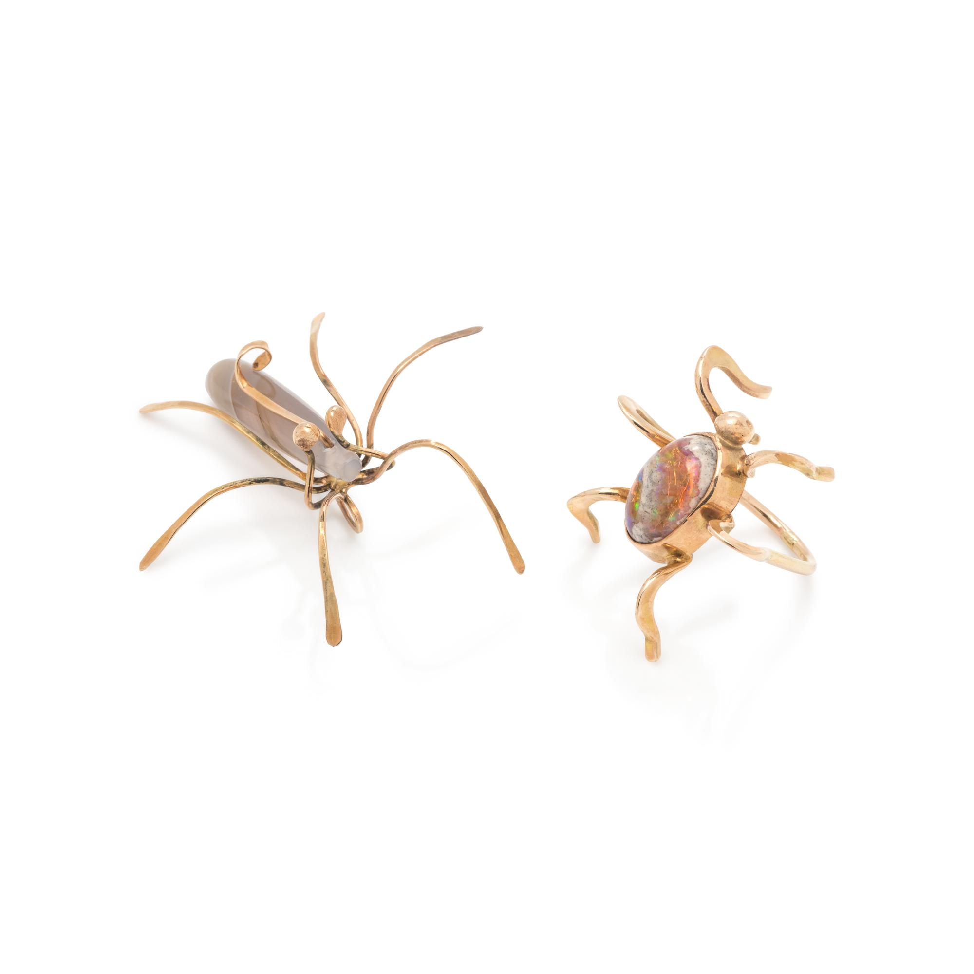 COLLECTION OF GEMSTONE INSECT JEWELRY