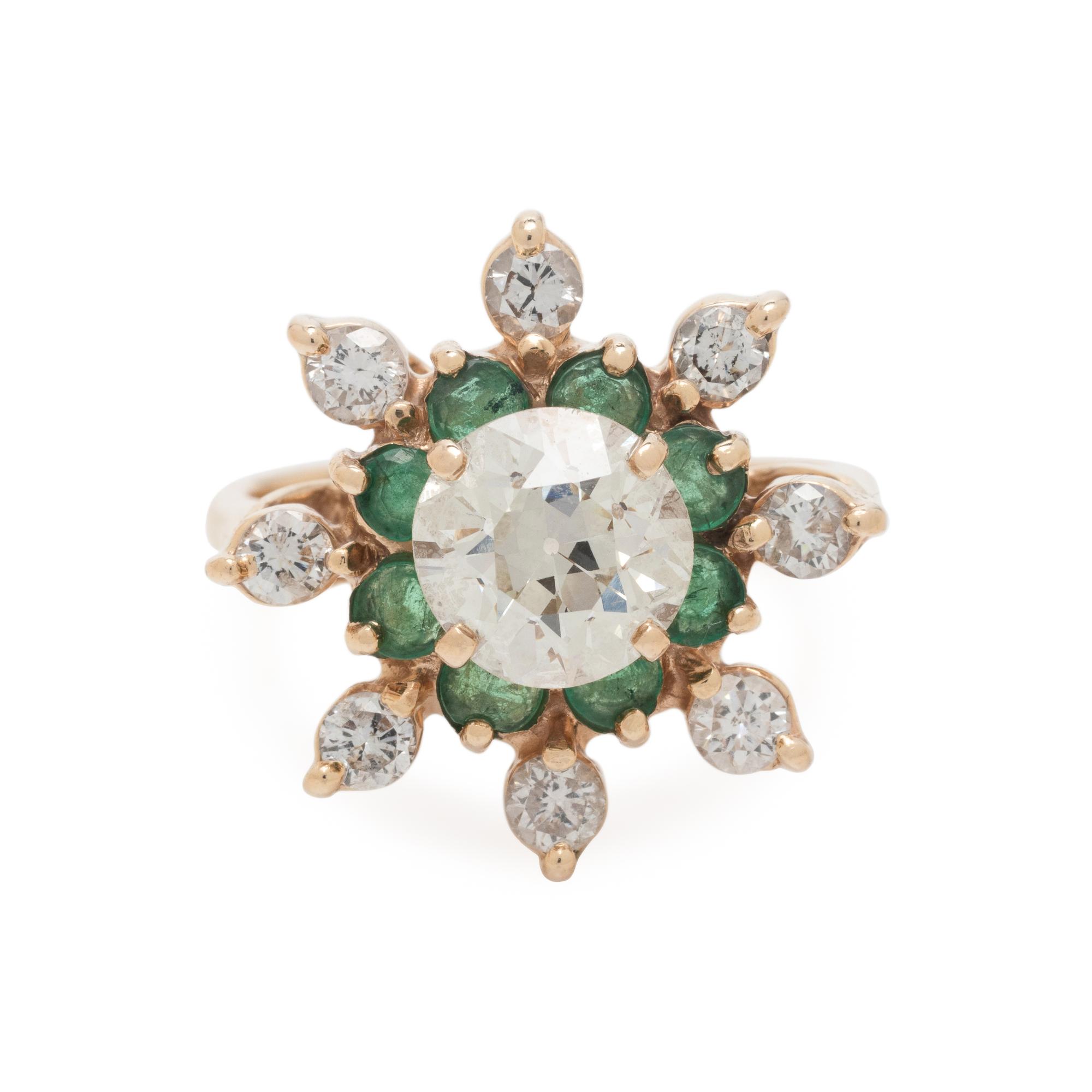 DIAMOND AND EMERALD RING