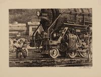 A group of three prints ( Blast Furnace; Enough; Locomotives )