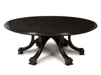 A Therien Studios Ebonized Walnut Volute Circular Extension Dining Table