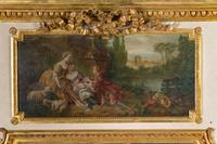 A French Painted and Parcel Gilt Trumeau Mirror
