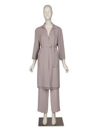 Chado Ralph Rucci Purple Wool Crepe Jacket and Pants, 2000s