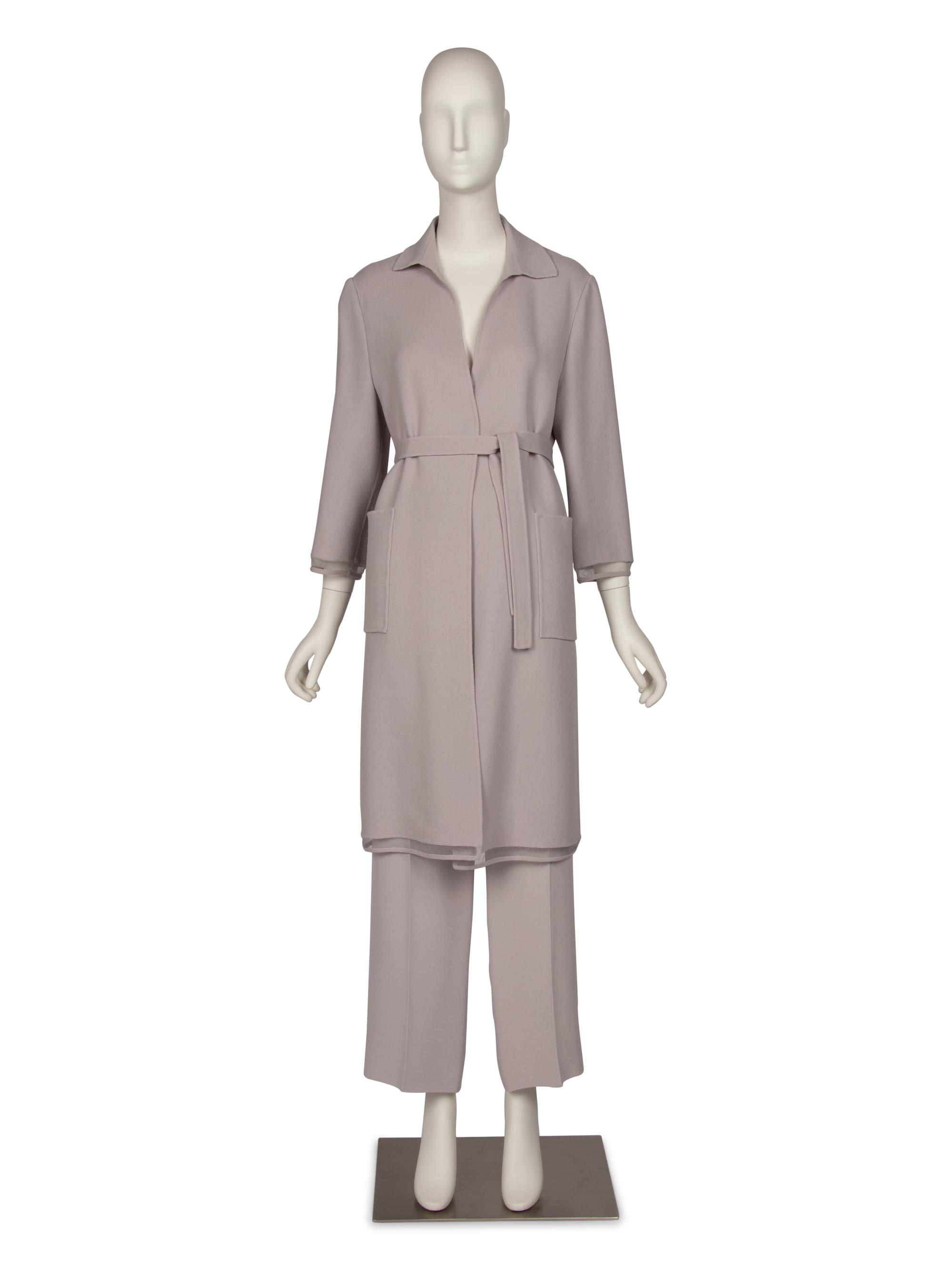 Chado Ralph Rucci Purple Wool Crepe Jacket and Pants, 2000s