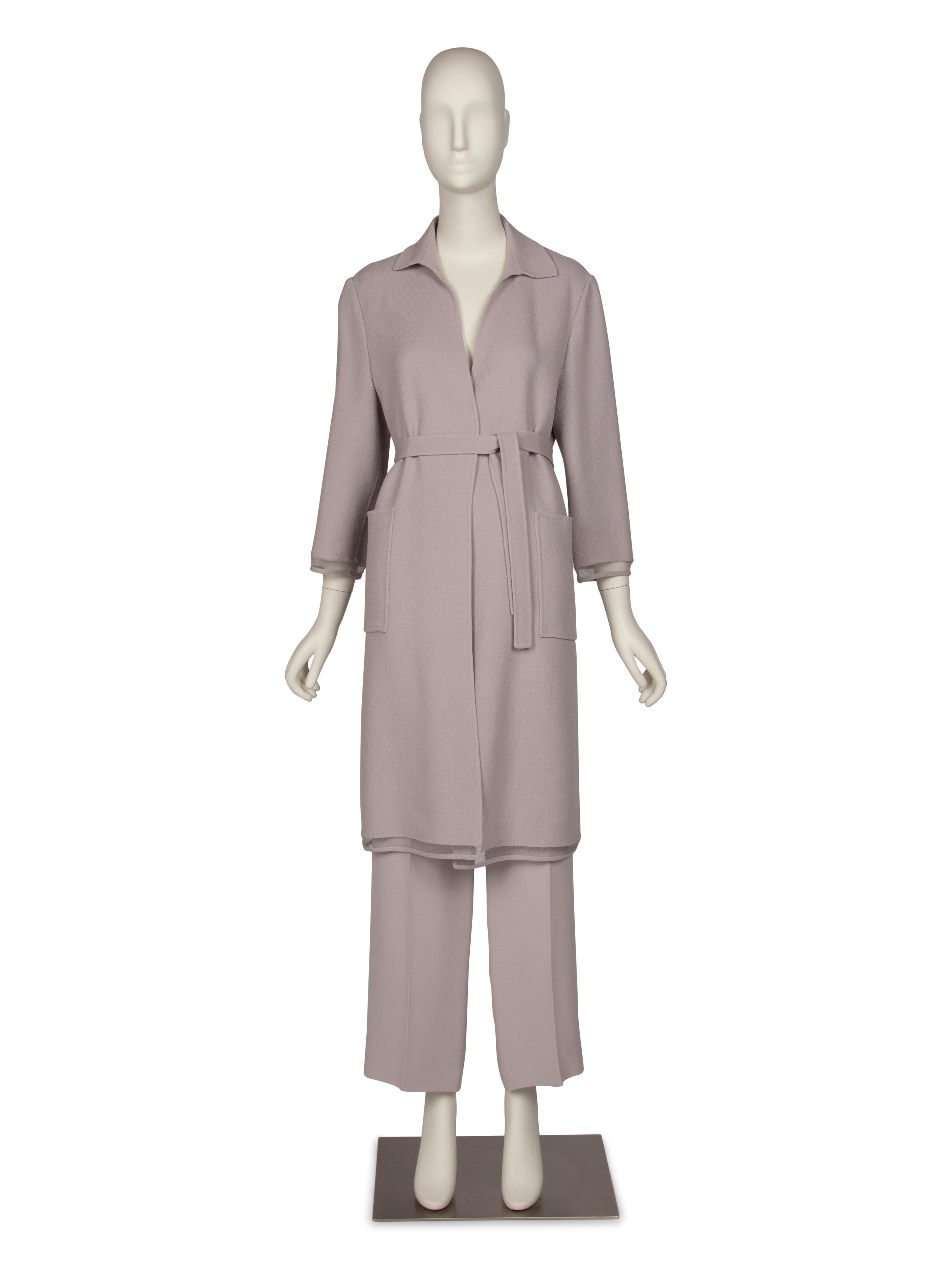 Chado Ralph Rucci Purple Wool Crepe Jacket and Pants, 2000s