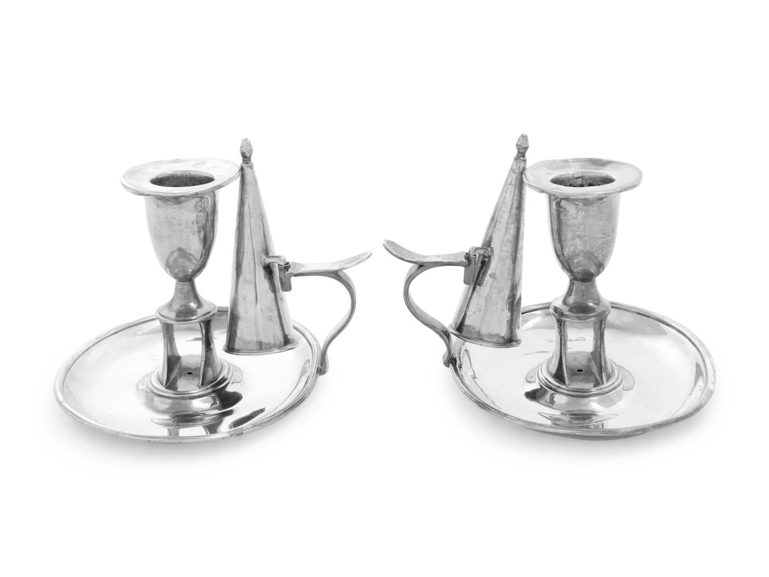 A Pair of Irish George III Silver Chambersticks