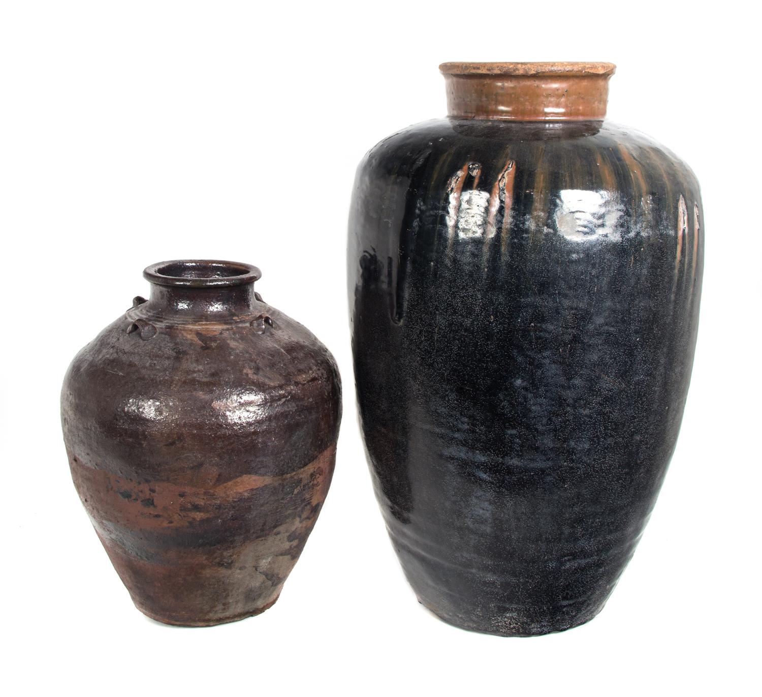 Two Ceramic Ovoid Form Vases Height of taller 26 inches. — 20TH CENTURY