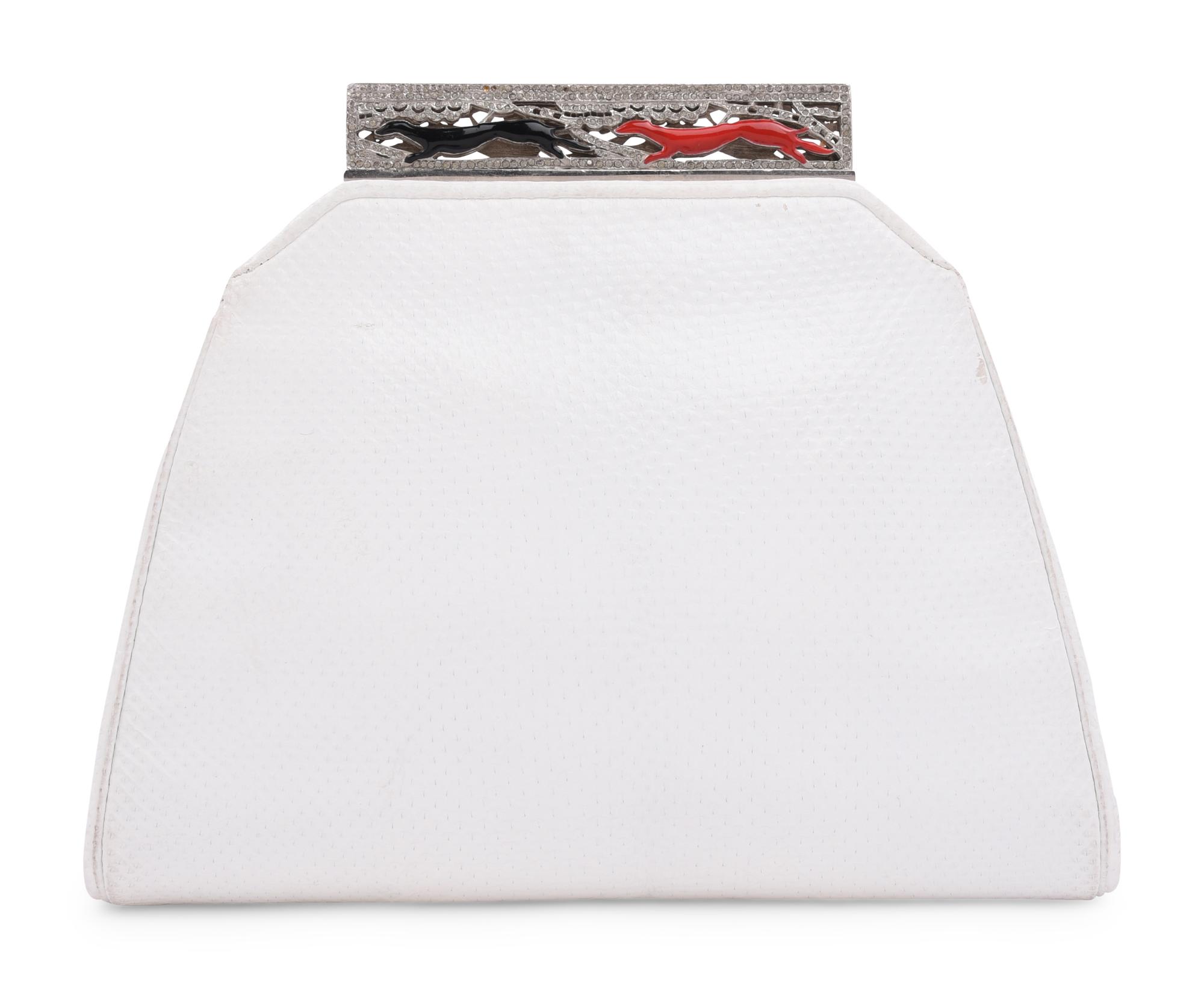 Judith Leiber Lizard Skin Greyhound Frame Bag