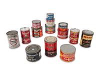 A Large Group of Country Store Advertising Coffee Tins