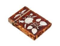 A Regency Mother-of-Pearl Inlaid Tortoise Shell Card Case Height 3 1/2 inches. — FIRST HALF 19TH CENTURY