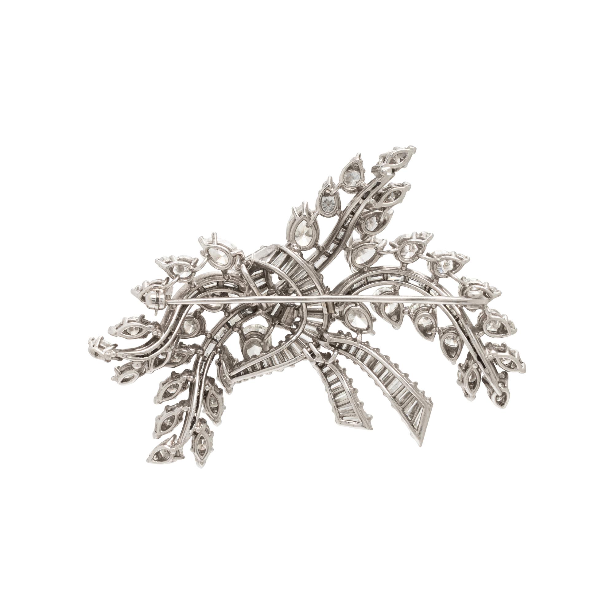 Diamond and Platinum Spray Brooch