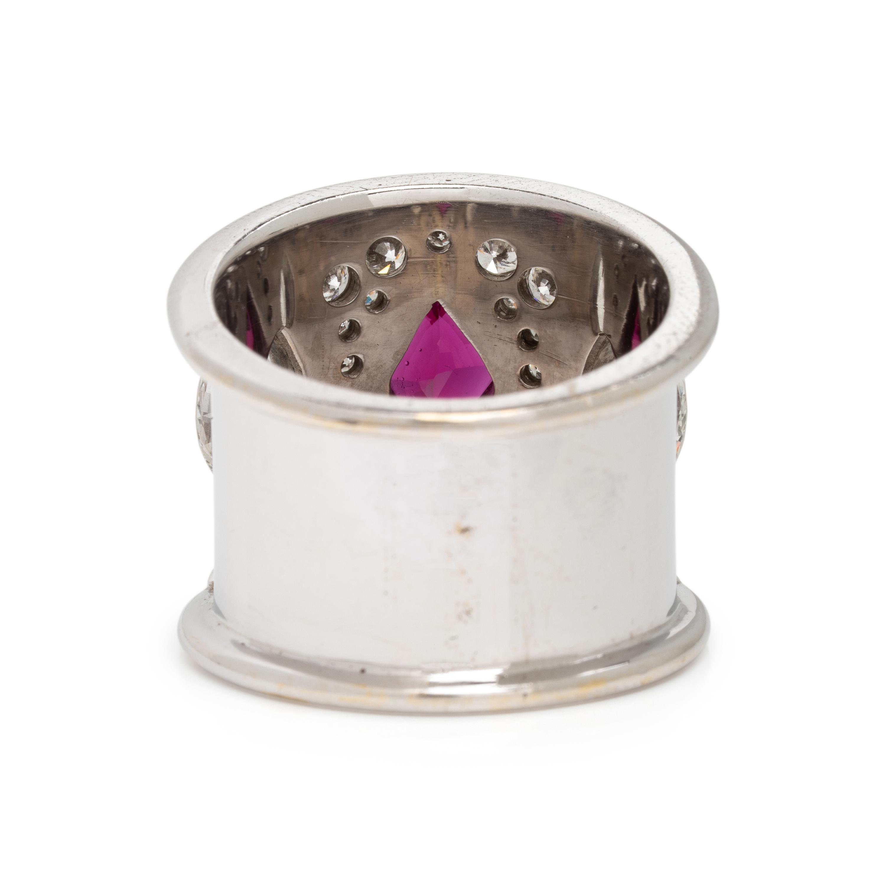 Diamond, Ruby, and White Gold Ring