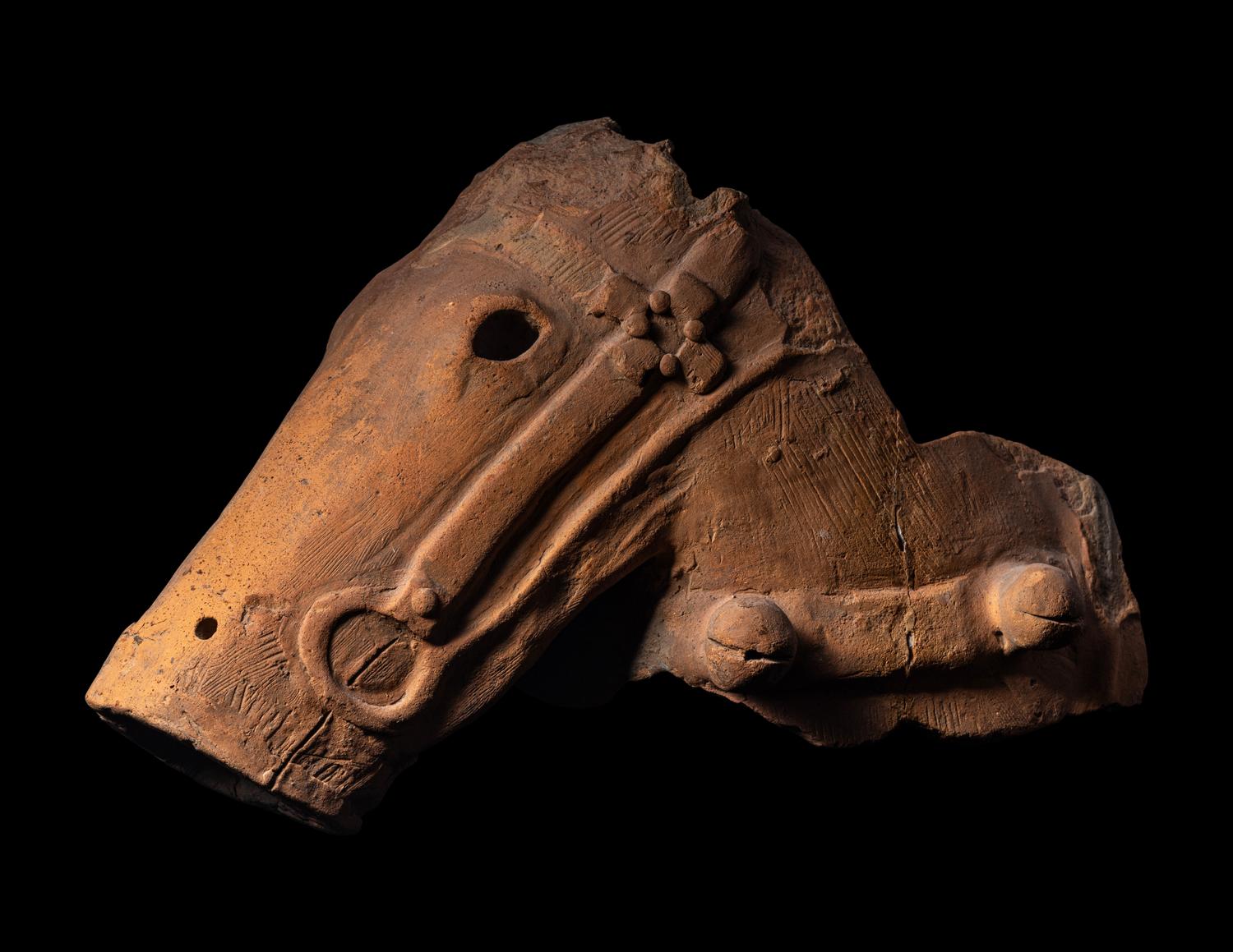 A Japanese Earthenware Fragment of a Head of a Horse