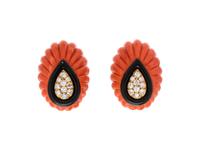 David Webb, Coral, Diamond and Enamel Earclips