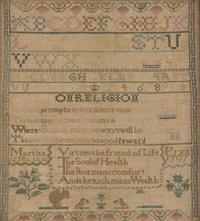A Needlework Sampler, Worked by Martha Price, Philadelphia, PA, Dated "1797"
