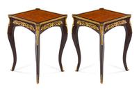 A Pair of Louis XV Style Gilt Bronze Mounted Tables Height 28 3/4 x width 20 1/2 x depth 20 1/2 inches. — 20TH CENTURY