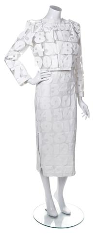 A Comme des Garcons Ivory "Numbers" Dress Ensemble, Jacket size S.