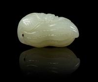 A Celadon Jade Toggle Length 1 3/4 inches.