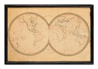 A Hand-Drawn Double Hemispherical World Map