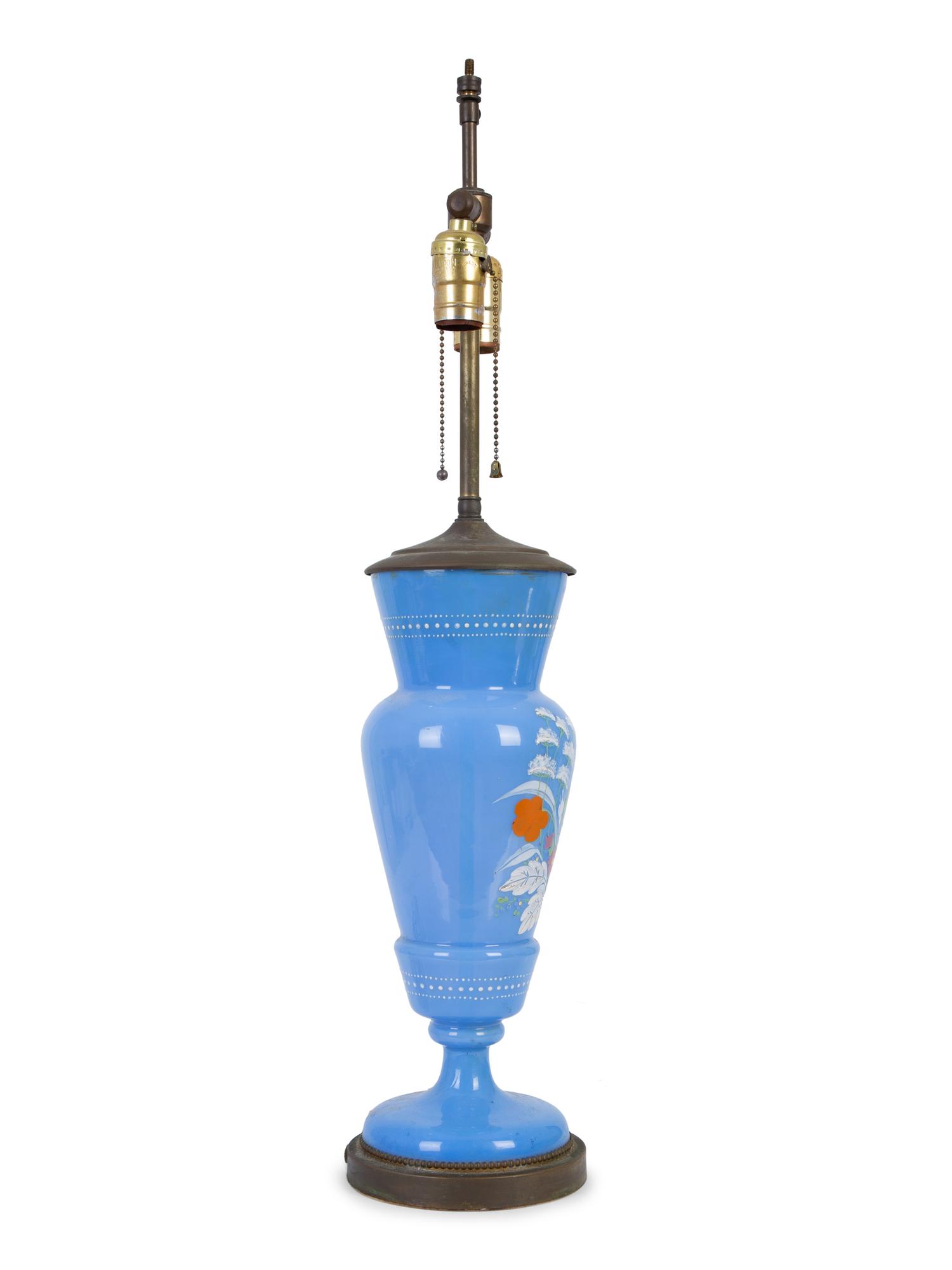 A Bristol Blue Glass Vase now Mounted as a Lamp — 19TH/20TH CENTURY