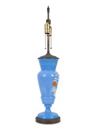 A Bristol Blue Glass Vase now Mounted as a Lamp — 19TH/20TH CENTURY