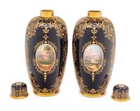 A Pair of Coalport Porcelain Covered Vases