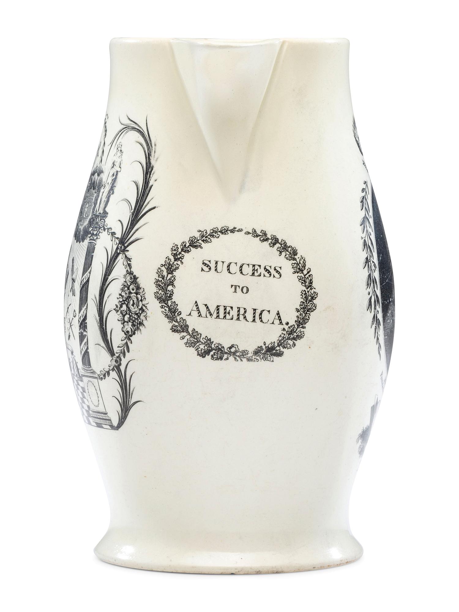 A Rare Liverpool Transfer-Printed Creamware 'John Adams' Pitcher with Masonic Decoration