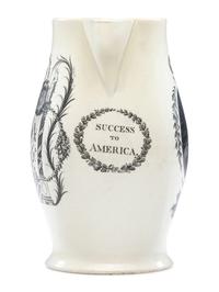A Rare Liverpool Transfer-Printed Creamware 'John Adams' Pitcher with Masonic Decoration
