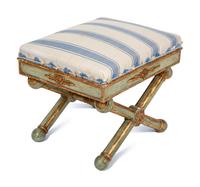 A North Italian Neoclassical Painted and Parcel-Gilt Stool