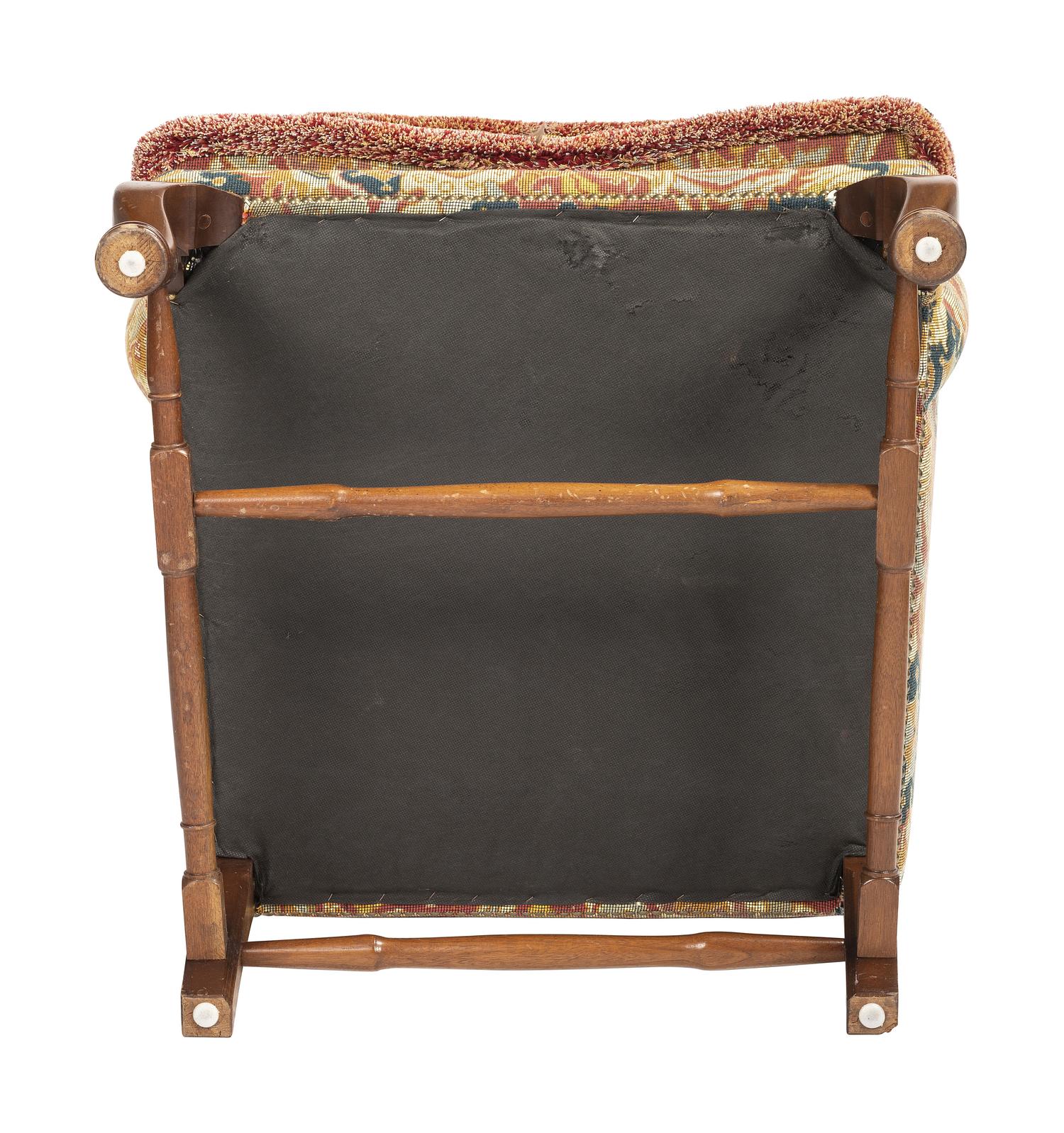 A Queen Anne-Style Mahogany and Upholstered Wingback Chair