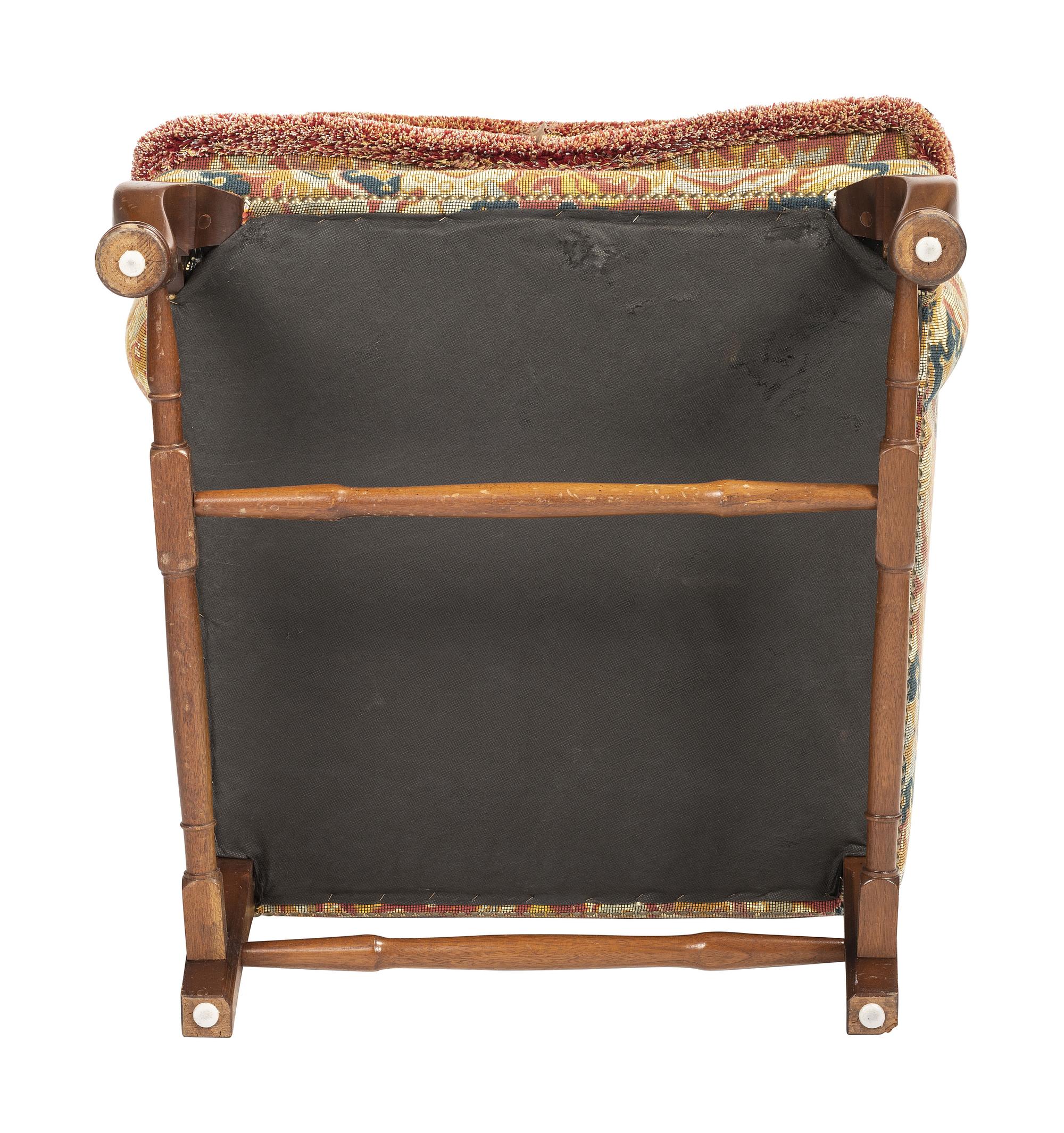 A Queen Anne-Style Mahogany and Upholstered Wingback Chair