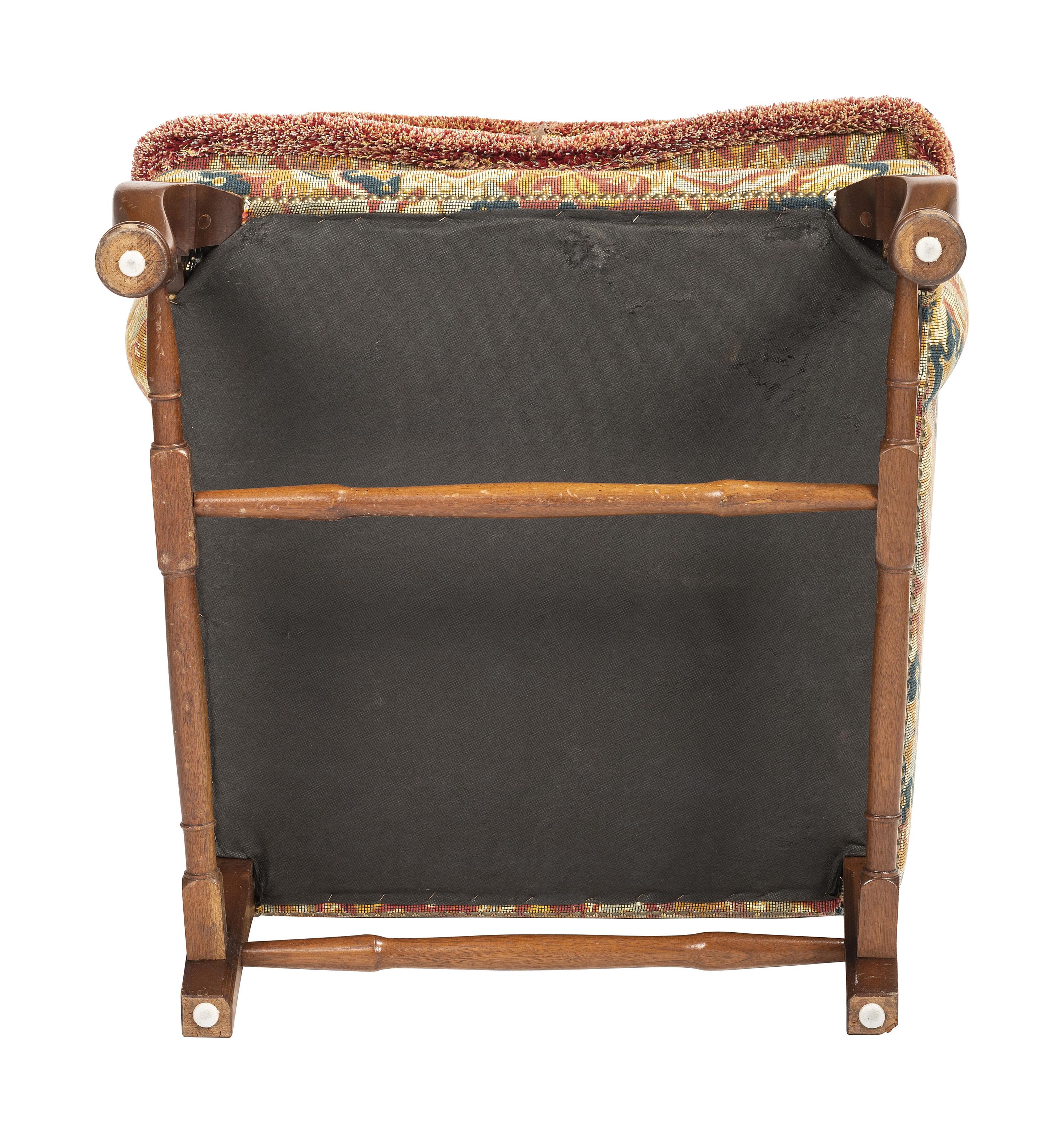A Queen Anne-Style Mahogany and Upholstered Wingback Chair
