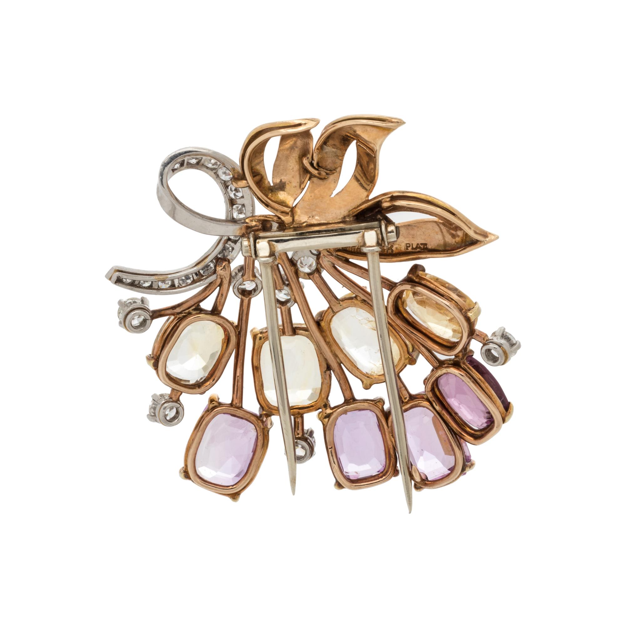 BIRKS, MULTICOLOR SAPPHIRE, SPINEL AND DIAMOND BROOCH