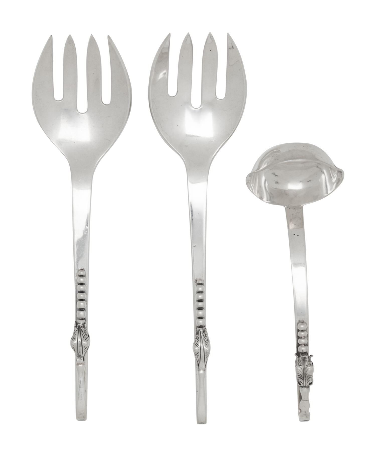 Three Mexican Silver Serving Articles