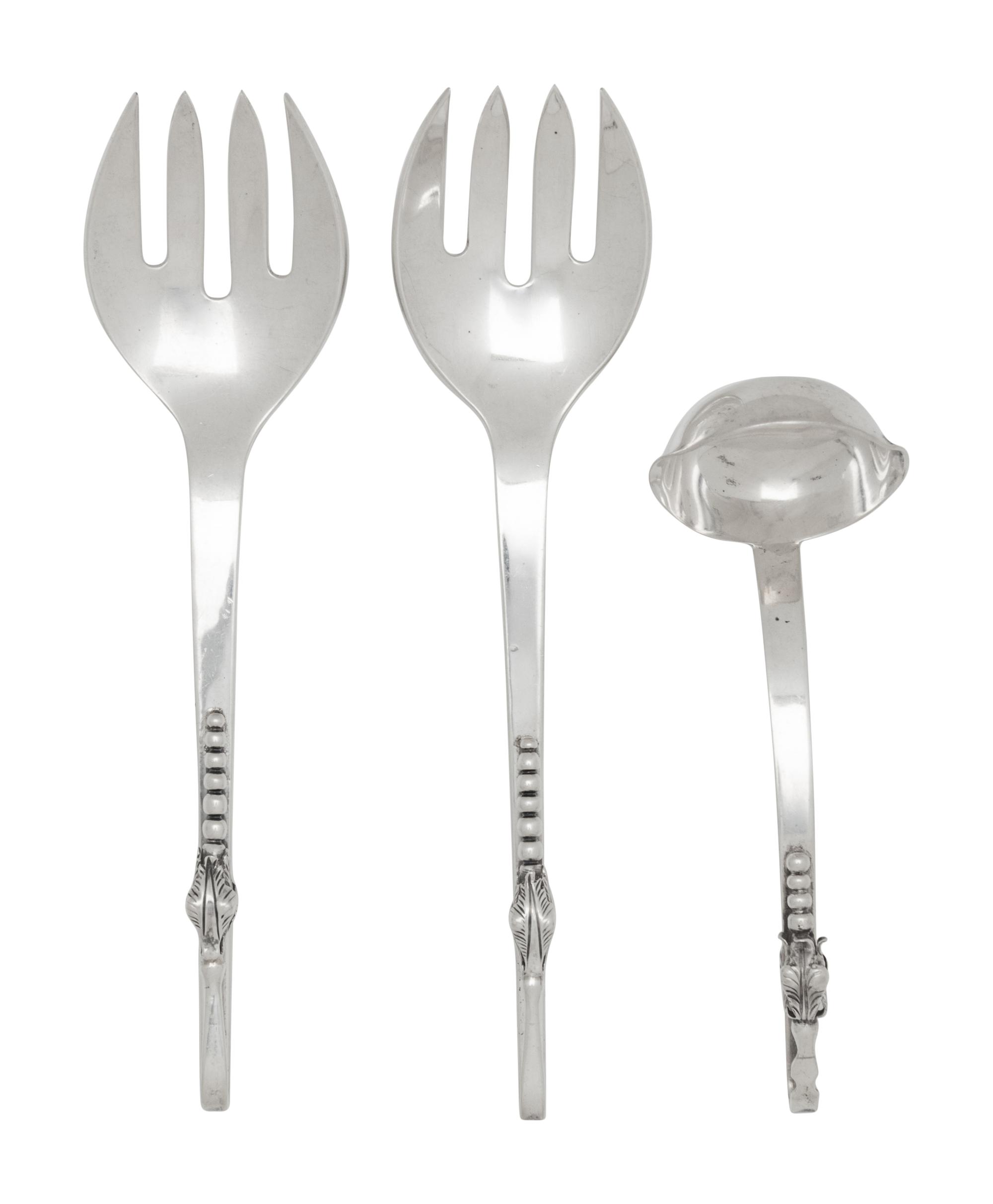 Three Mexican Silver Serving Articles