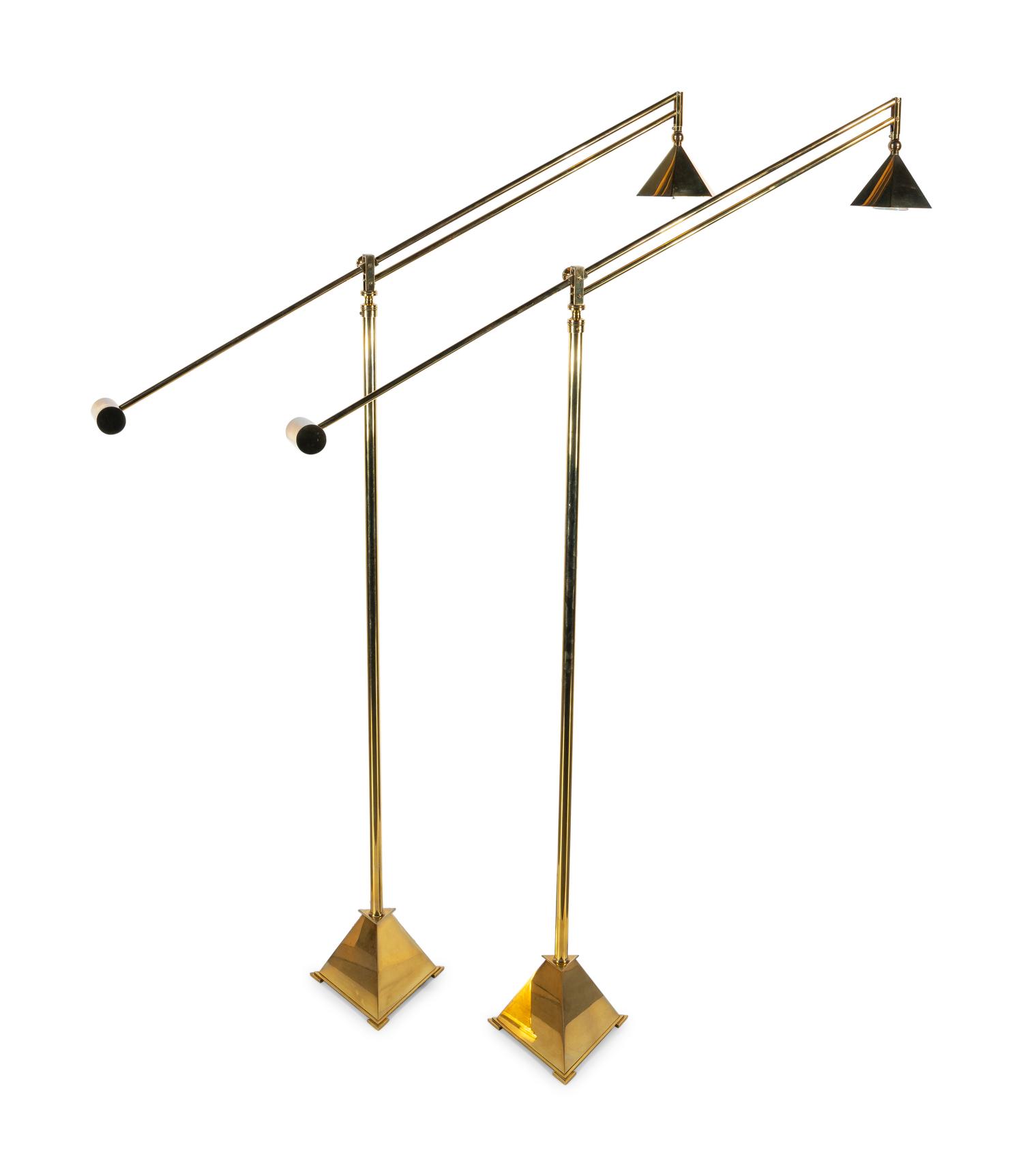 A Pair of Contemporary Brass Counter-Balance Reading Lamps