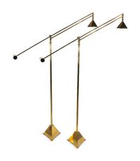 A Pair of Contemporary Brass Counter-Balance Reading Lamps