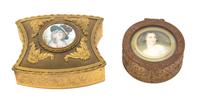 Two French Gilt Metal Boxes Width of largest 4 1/8 x depth 3 3/4 inches. — 19TH CENTURY